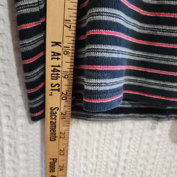 Vintage Ann Taylor Striped Mock Neck Long Sleeve Top 90s Minimalist Y2K X-Small - Picture 11 of 11